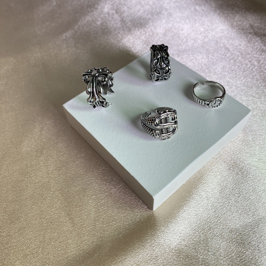 Wholesale  Retro Fashion Pattern Watch Ring  Set