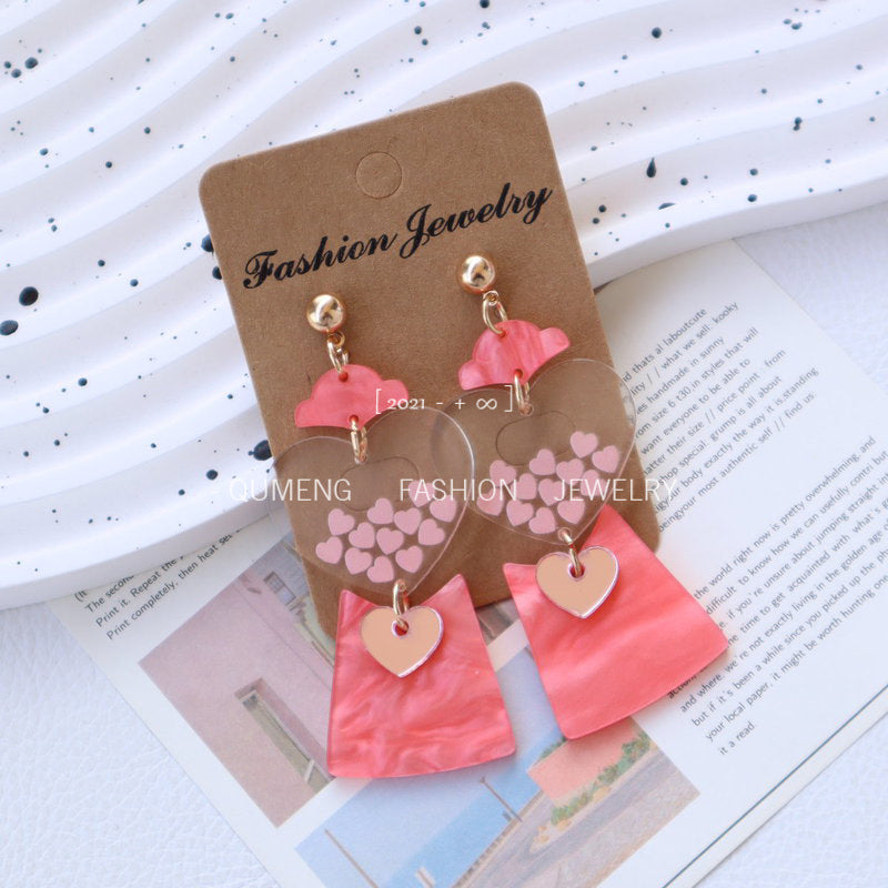 Wholesale Valentine's Day Acrylic Pink Love Gachapon Earrings