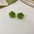 Wholesale Silver needle small green geometric love flower earrings