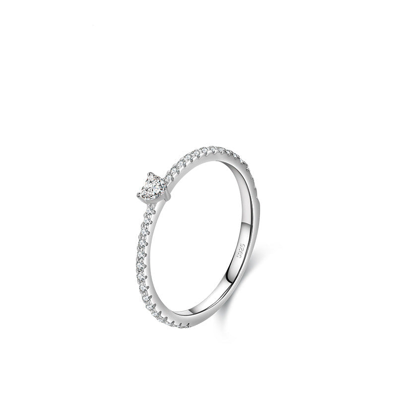 Wholesale s925 Sterling Silver Light Luxury Diamond Heart-shaped Love  Ring