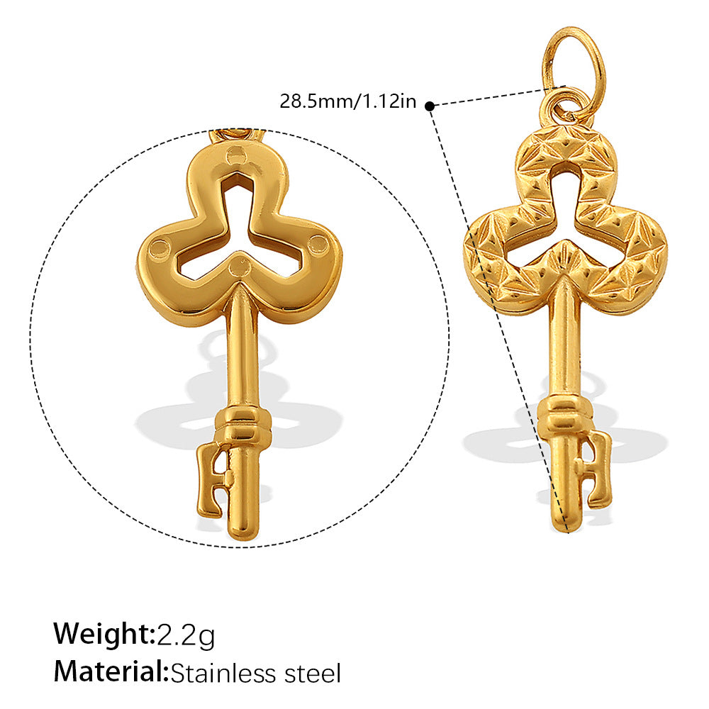 Wholesale Diamond-Encrusted Key Lock Stainless Steel Pendant Accessories