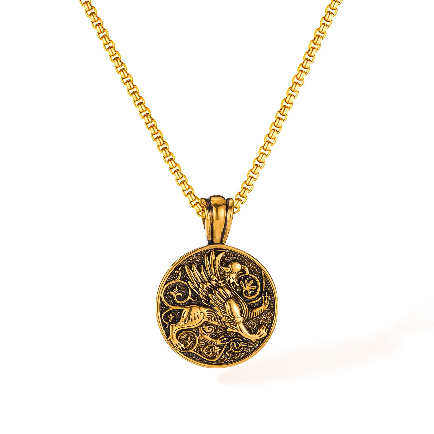 Wholesale Titanium Steel Greek Mythology Griffin Amulet Pendant  Necklace