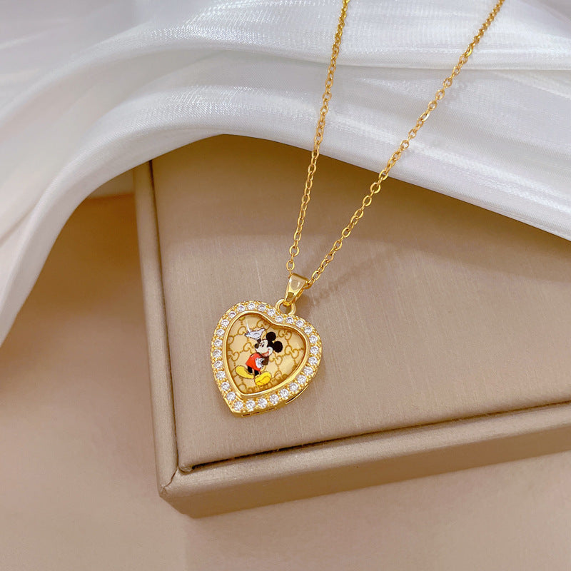 Wholesale Trendy Mouse Design Stainless Steel Pendant Necklace Fashion Jewelry Accessory Gift for Women