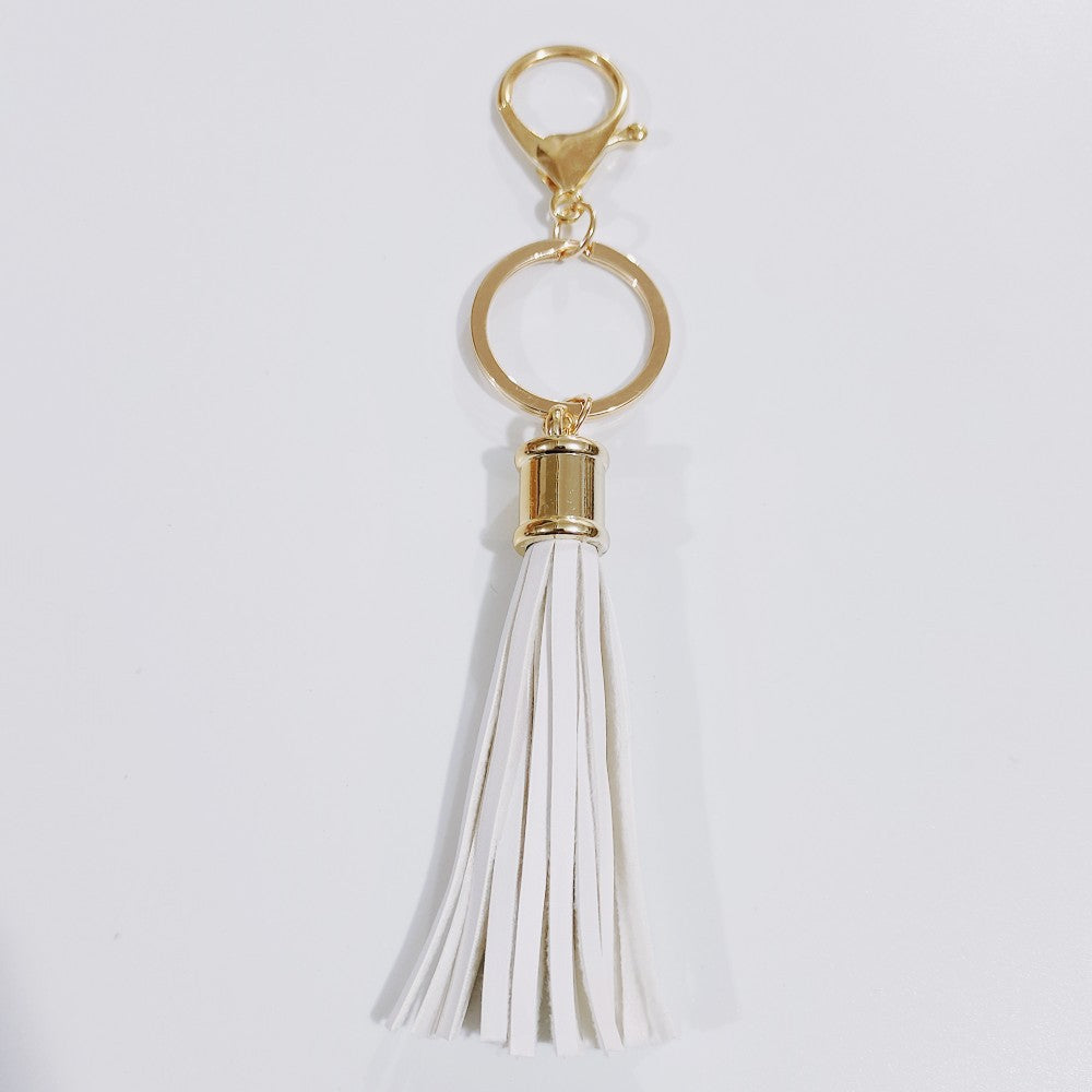 Wholesale Leopard Color Leather Tassel Keychain