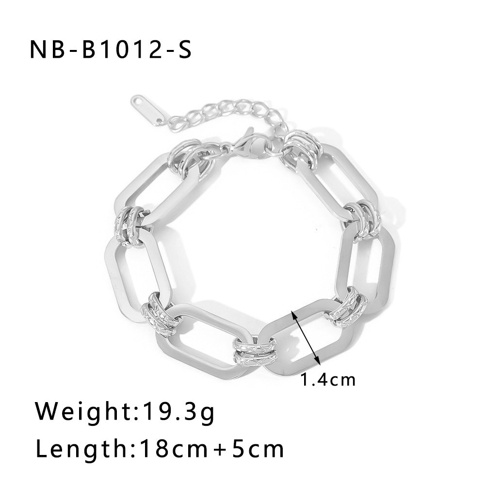 Wholesale Thick Chain Punk Style Stainless Steel 24K Gold Hand Braided Chain Bracelet ACC-BT-Xiny011