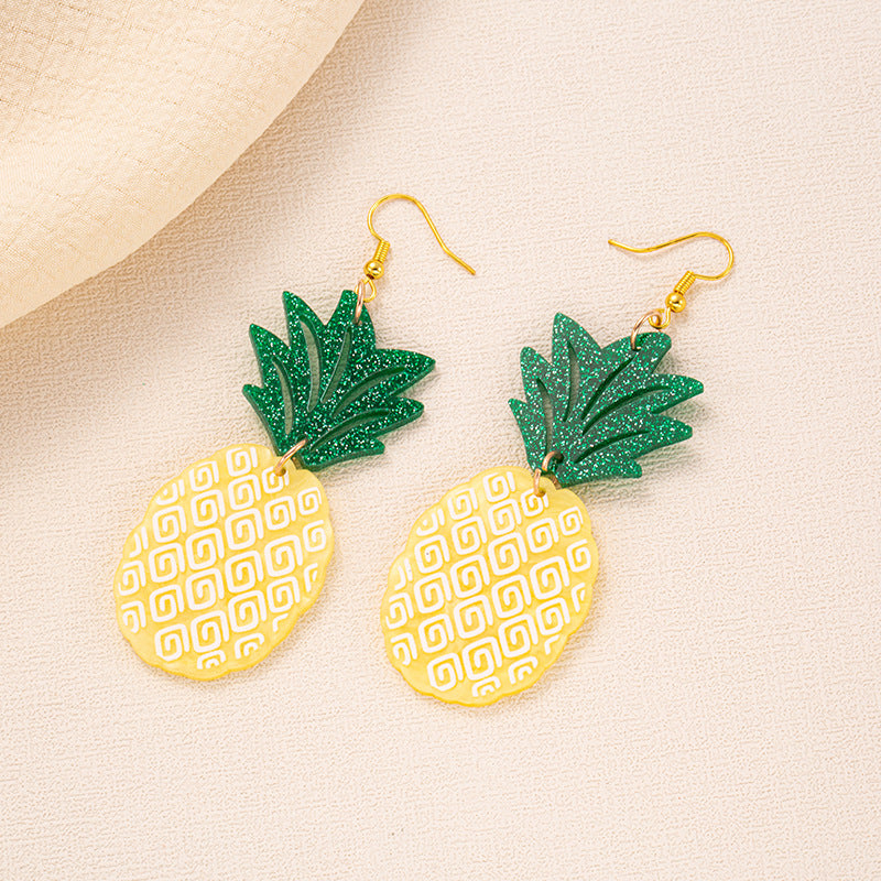 Wholesale Summer Coconut Tree Pineapple Palm Leaf Earrings Acrylic Earrings ACC-ES-Jiay010