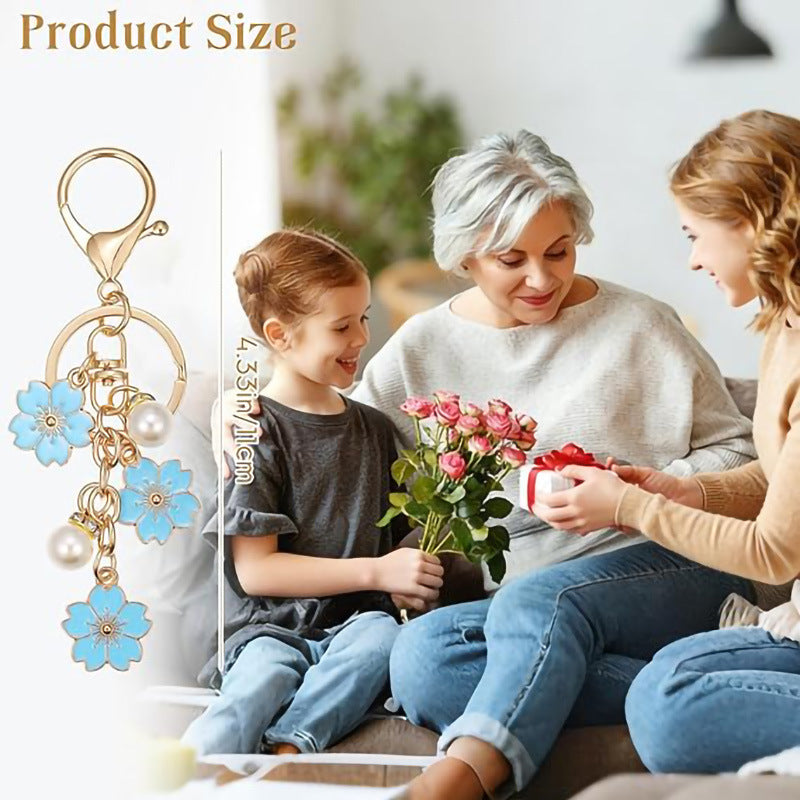 Wholesale Cute Pink Flower Keychain Women S Fashion Accessory Zinc Alloy Keyring Gift