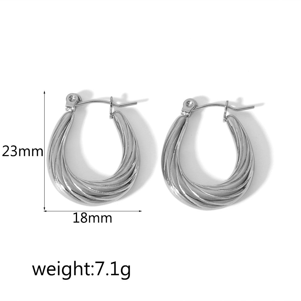 Wholesale Stainless Steel Geometric Stripe Earrings