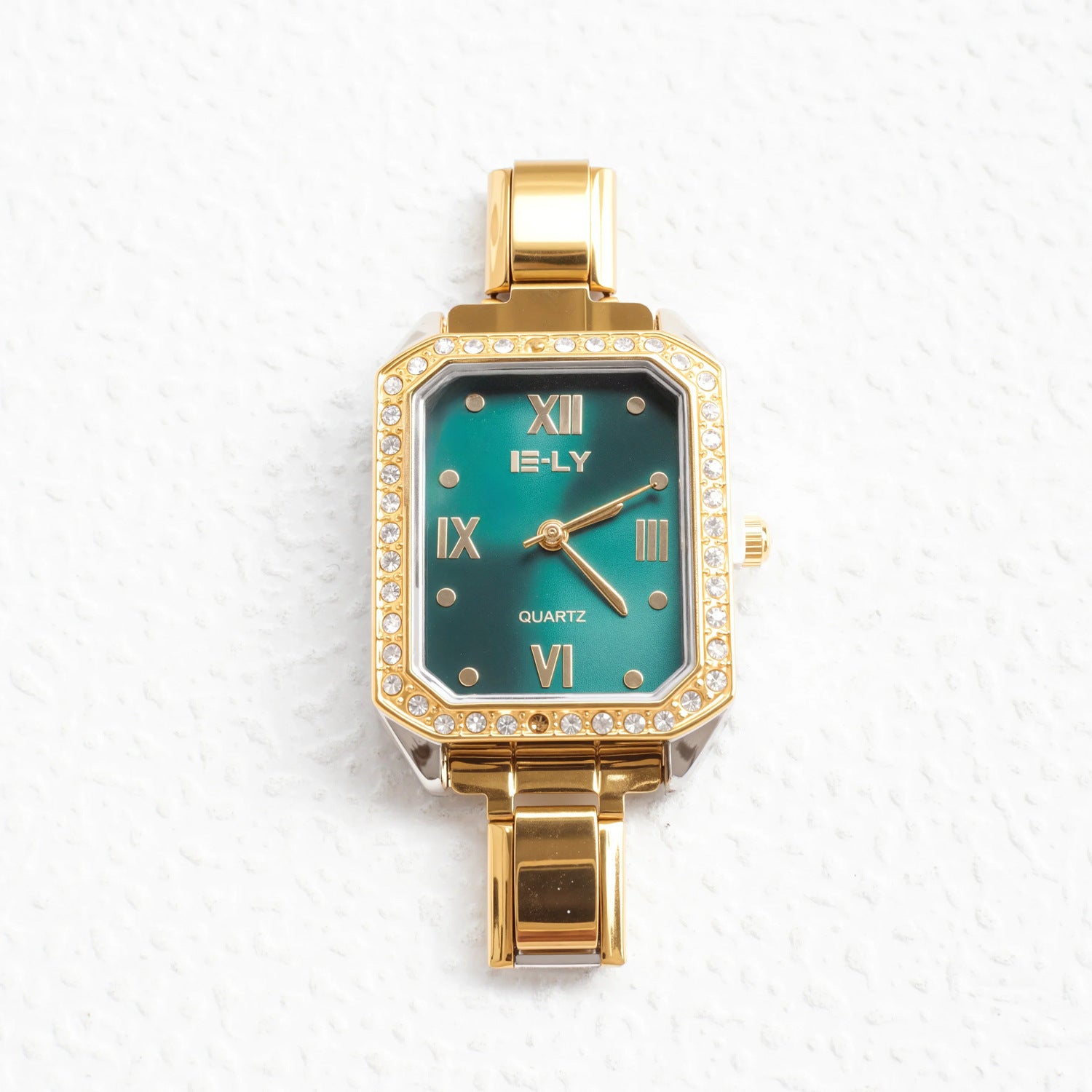 Wholesale quartz gold-rimmed diamond-encrusted watch.