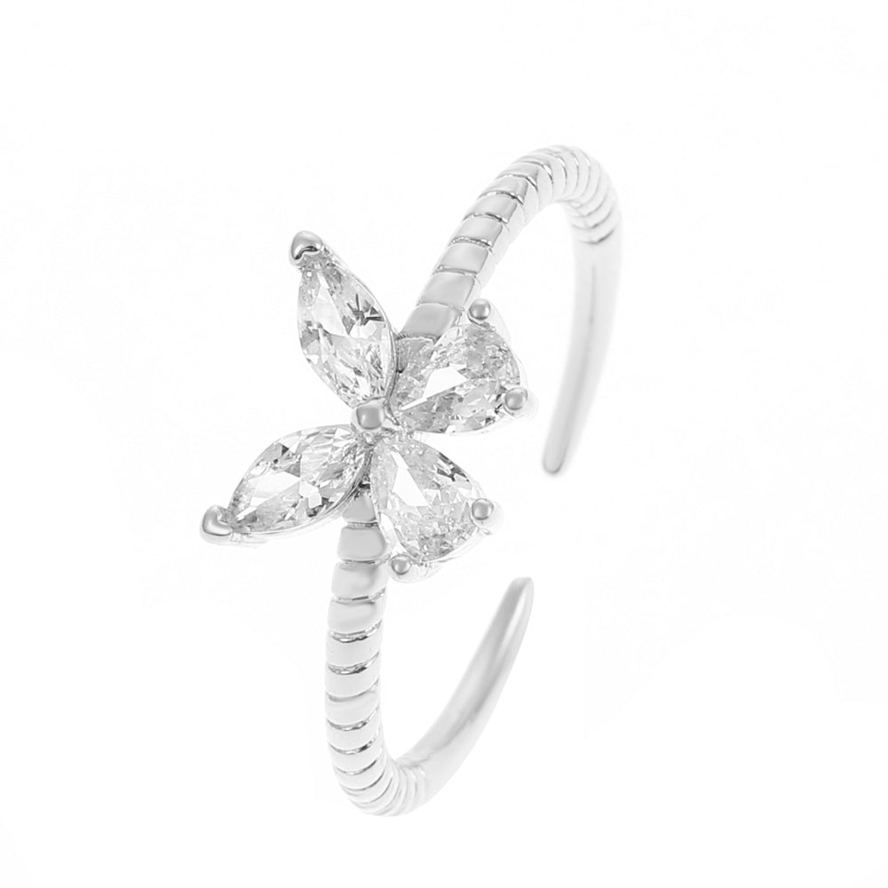 Wholesale Heart Shaped Rhinestone Adjustable Open Ring Chic Women S Fashion Jewelry Accessory For Party Gift