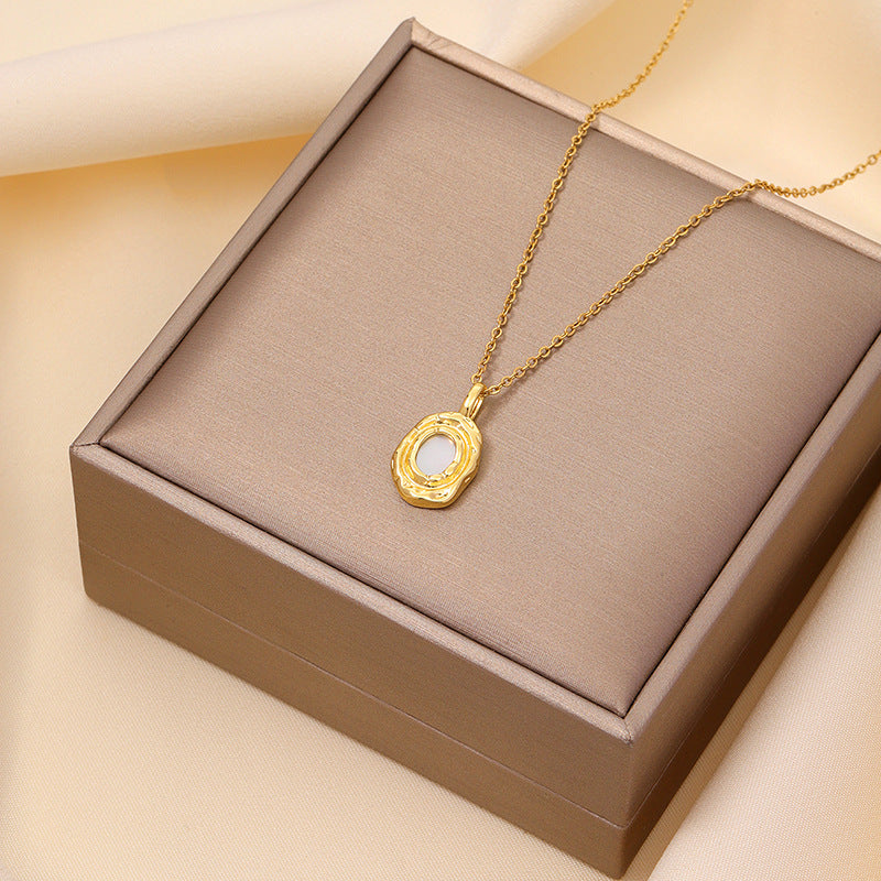 Wholesale Metal White Mother-of-Pearl Titanium Steel Necklace