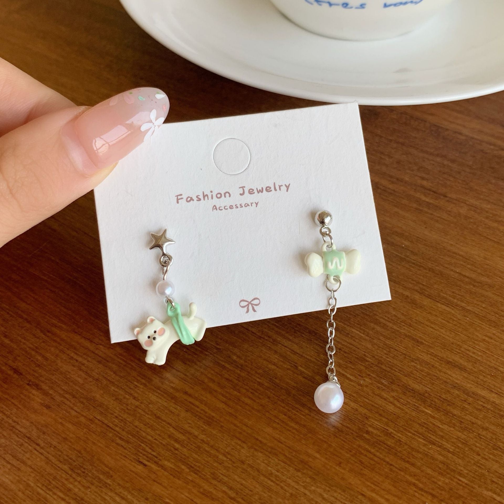 Wholesale Childlike and Cute Puppy Earrings with Tassels Silver Needles Earrings