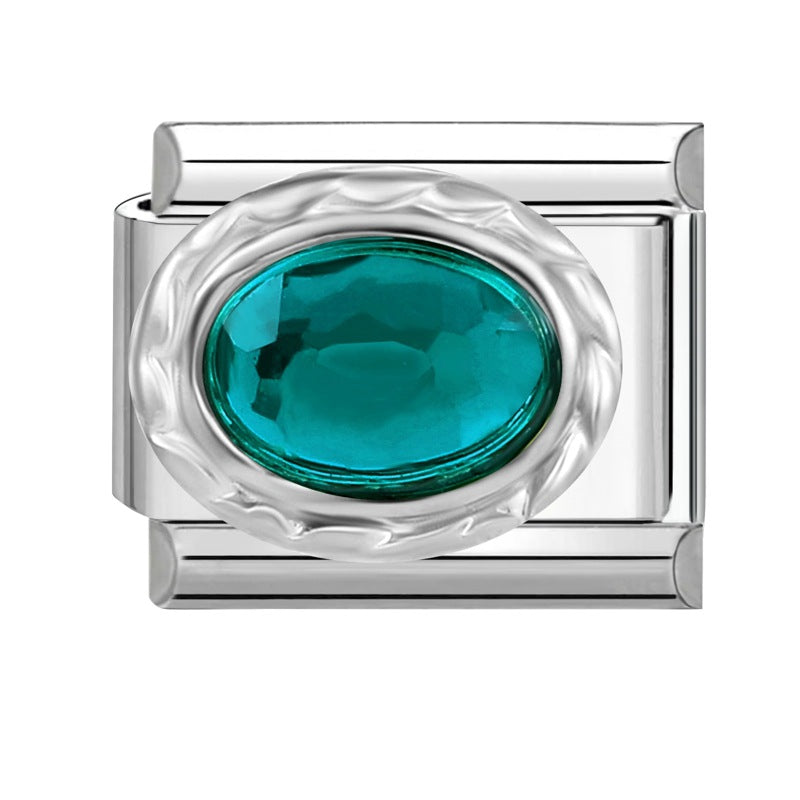 Wholesale 9mm Italian Charm Starter Bracelets DIY Imitation Gemstone Stainless Steel Composable Bracelet