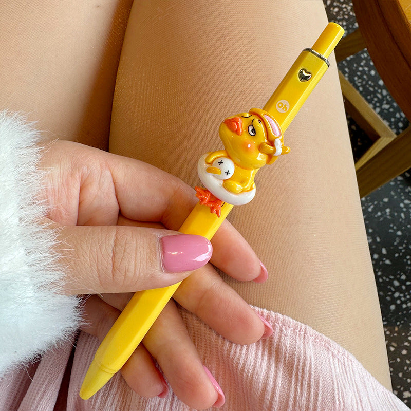 Wholesale Cute Cartoon Yellow Duck with Cute  Heart Student Gel Pen