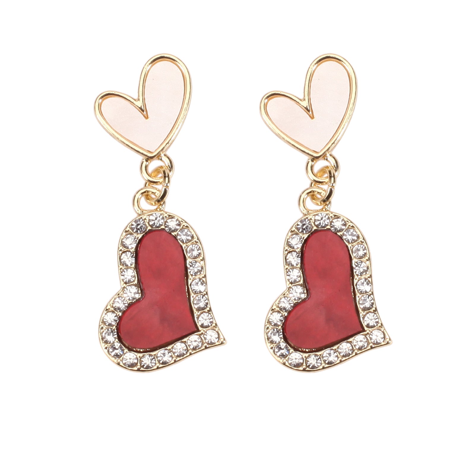 Wholesale Valentine' s Day Red Love Rhinestone  Earrings