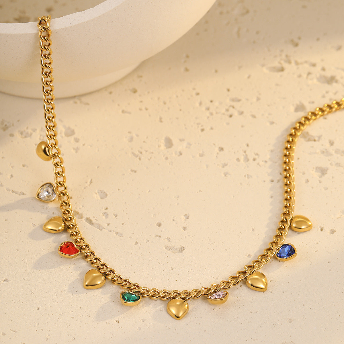 Wholesale  Stainless Steel Color Rhinestone Tassel Necklace