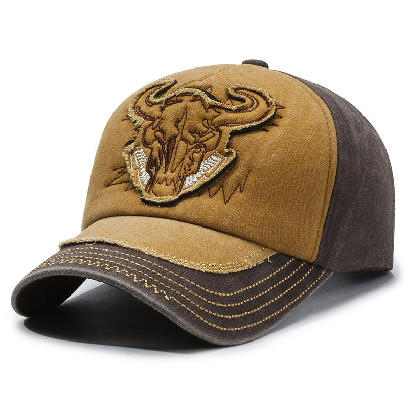 Wholesale Retro Bull Head Baseball Cap Washed Cowboy Peaked Cap Hat ACC-HT-YiShangmei001
