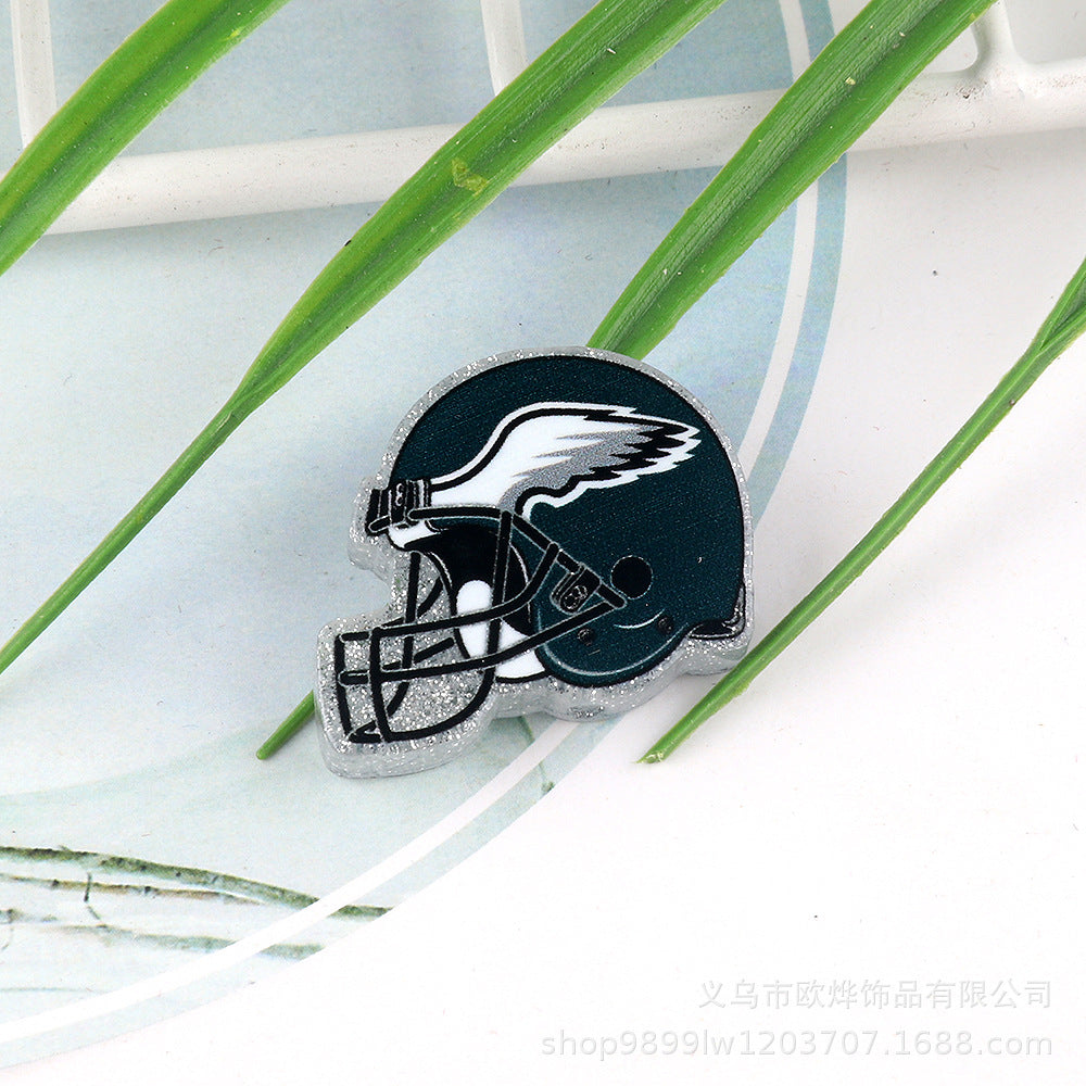 Wholesale 5pcs Acrylic Rugby Straight Hole Cartoon Beads