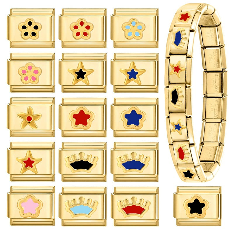 Wholesale Italian Charm Bracelet 9mm DIY Splicing Creative Pattern Stainless Steel Composable Bracelet