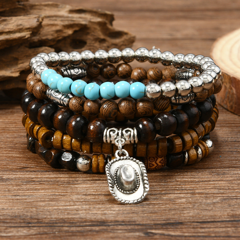 Wholesale Turquoise and Wood Bead Stacking Bracelet – Fashion Accessory Gift for Women