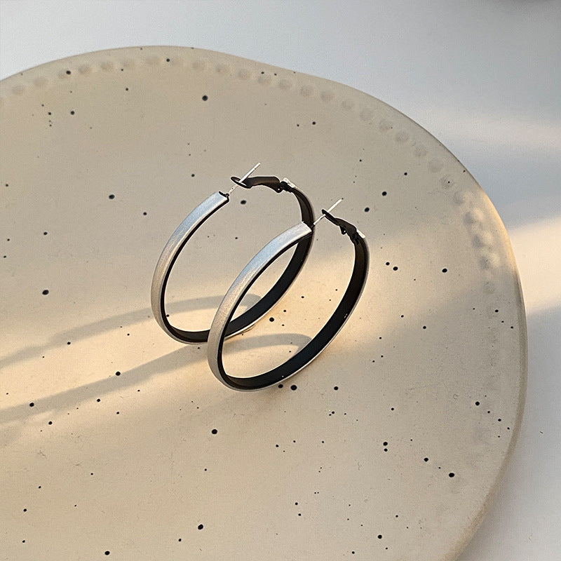 Wholesale Black Leather Letter Leopard Print Large Hoop Earrings ACC-ES-NingKa011