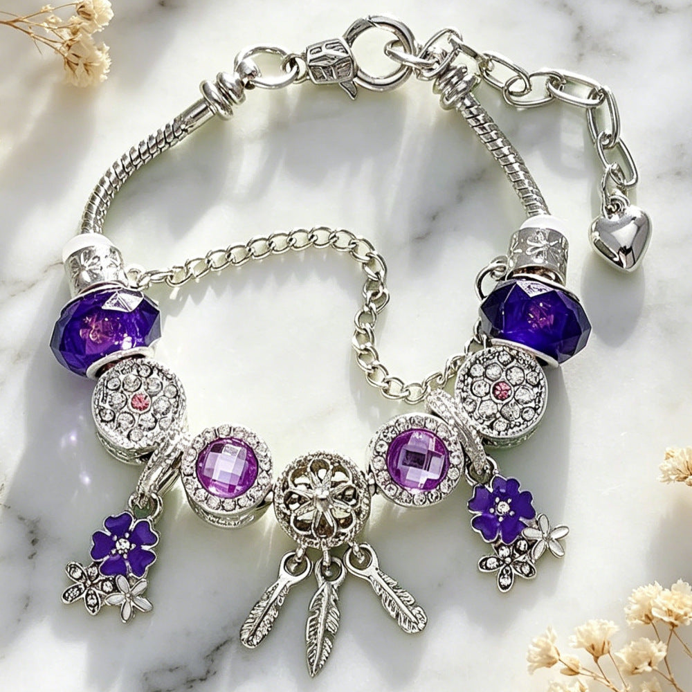 Wholesale Stainless Steel Sparkling Dreamcatcher Bead Bracelet Geometric Starry Design Women' s Fashion Accessory