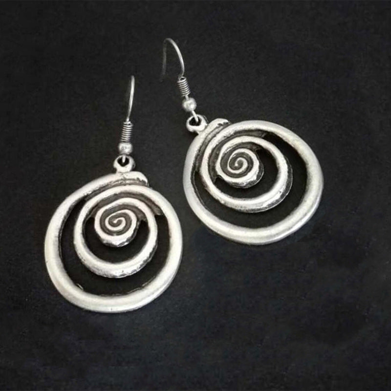Wholesale Retro Geometric Spiral Earrings - Trendy Irregular Alloy Jewelry Accessory,  Electroplated Vintage Style for Women,  Boutique Resale