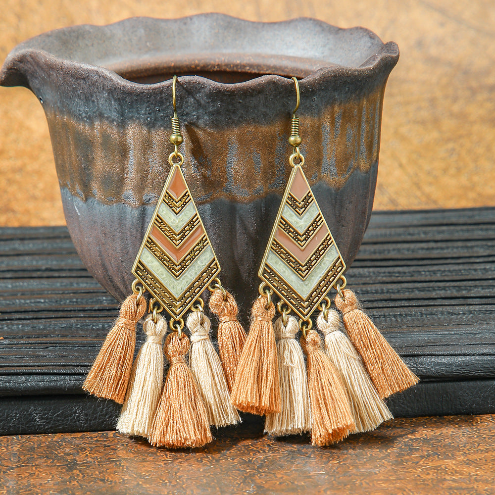 Wholesale Zinc Alloy Bohemian Geometric Tassel Earring Set - Trendy Jewelry Accessory for Boutique Resale