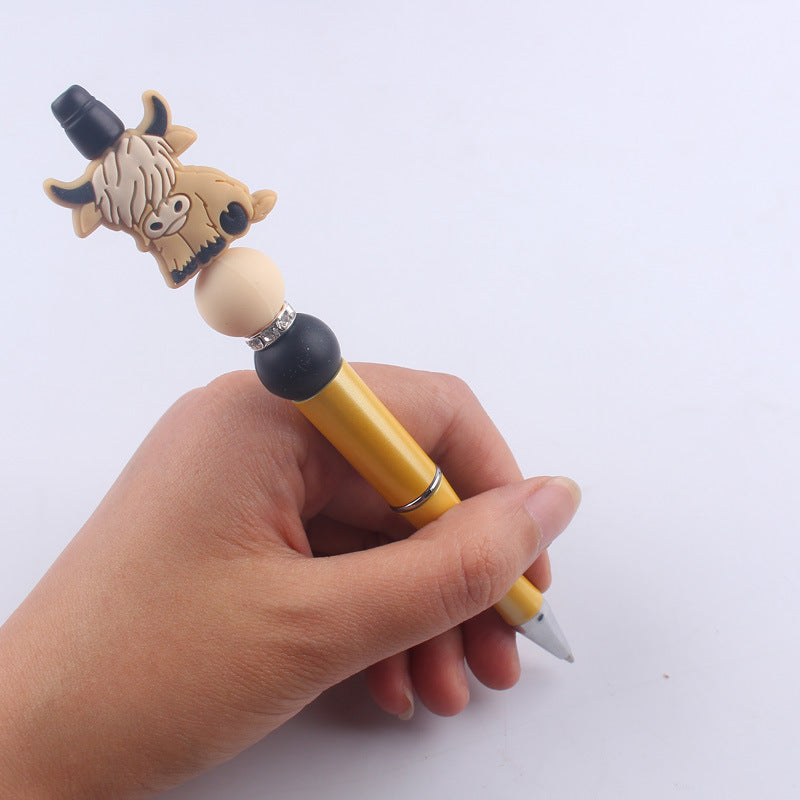 Wholesale  creative  cartoon animal cow silicone beads beaded pen