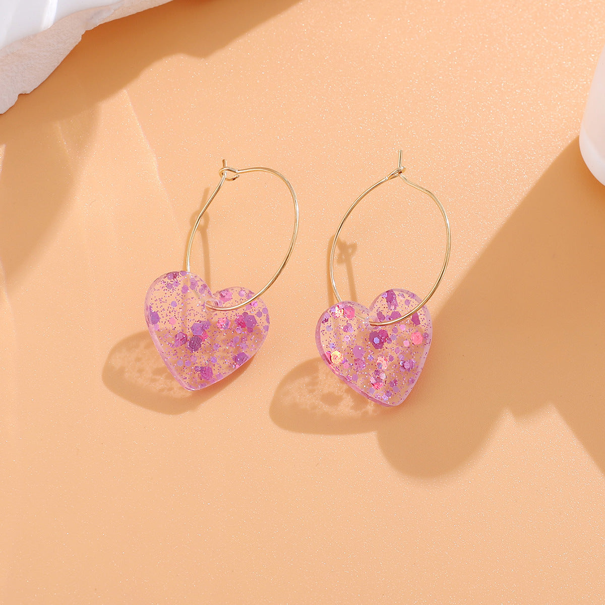 Wholesale  Acrylic Sequin Heart Earrings