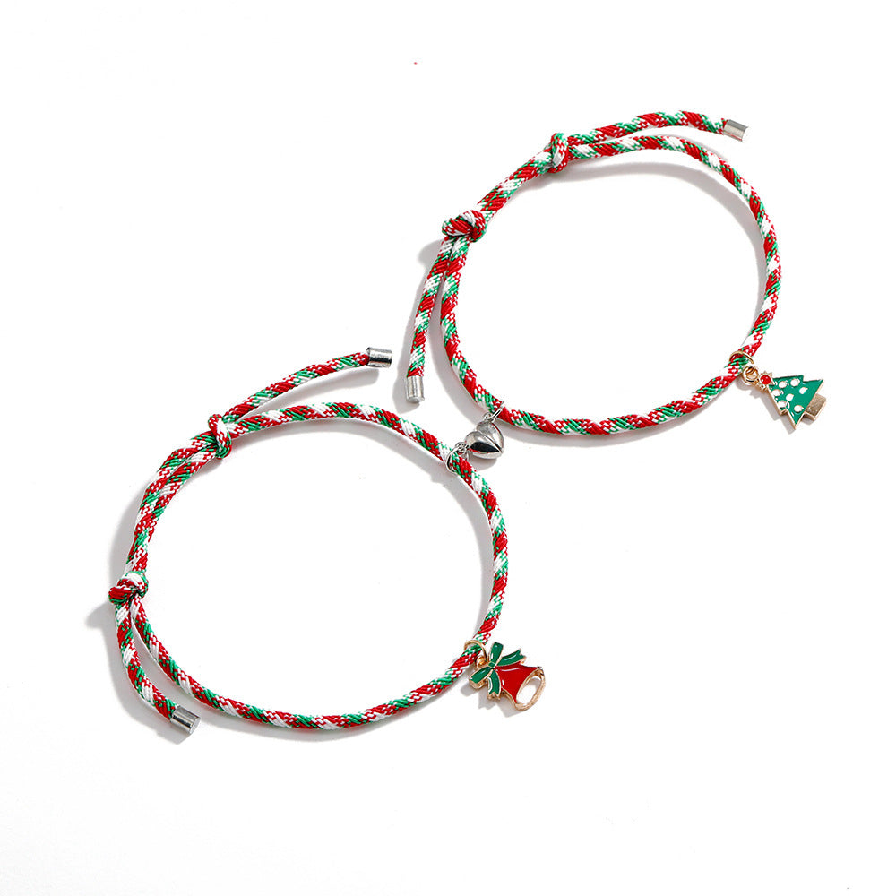 Wholesale Christmas Santa Claus Love Heart Magnet Adjustable Bracelet ACC-BT-DingZhou002
