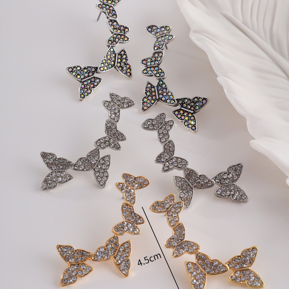 Wholesale  rhinestone decoration butterfly earrings