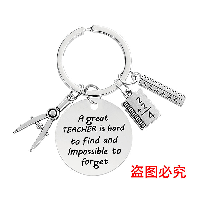 Wholesale Thanksgiving Teacher Compasses Ruler Metal Keychain Holiday Gift ACC-KC-Ganggu018