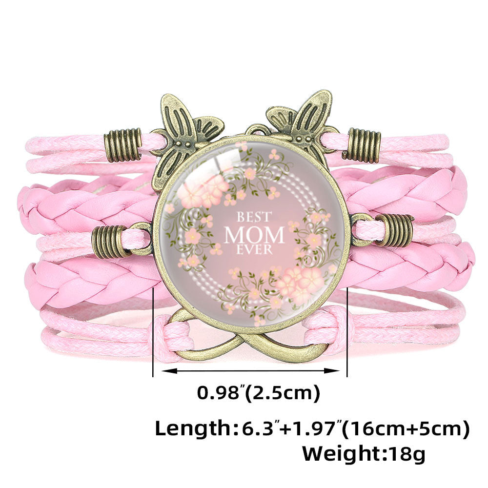 Wholesale Letter mom multi-layer braided leather bracelet