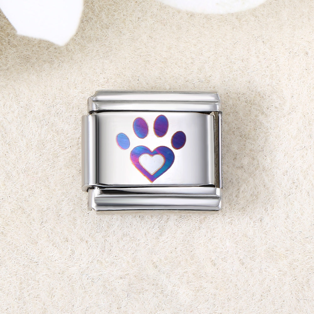 Wholesale  Italian Charm Bracelet 9mm DIY UV laser Creative Stainless Steel Composable Bracelet