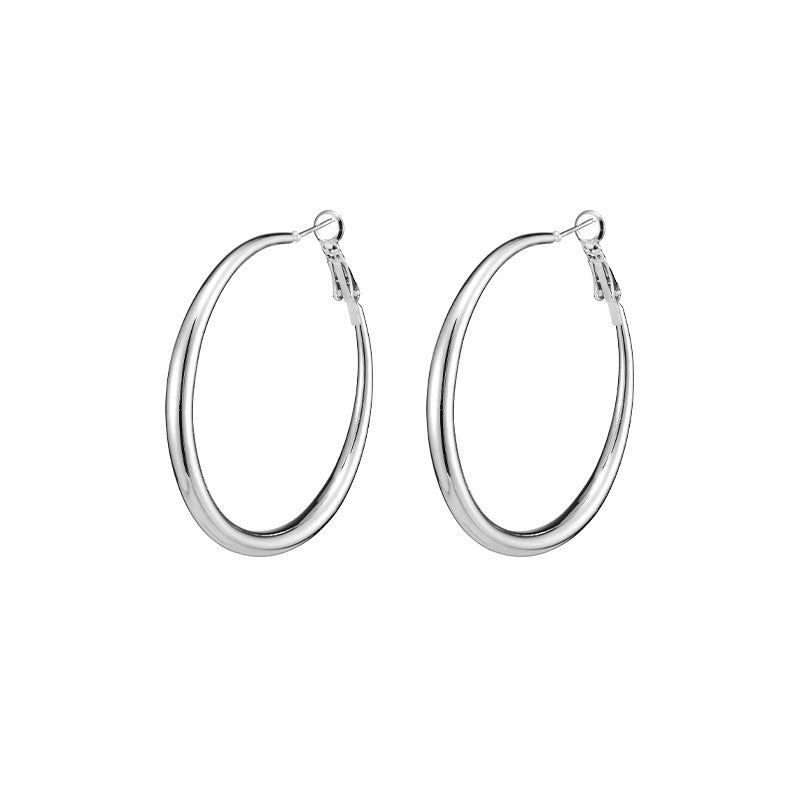 Wholesale 925 Silver Needle Plain Hoop Titanium Steel Earrings ACC-ES-Meihun001