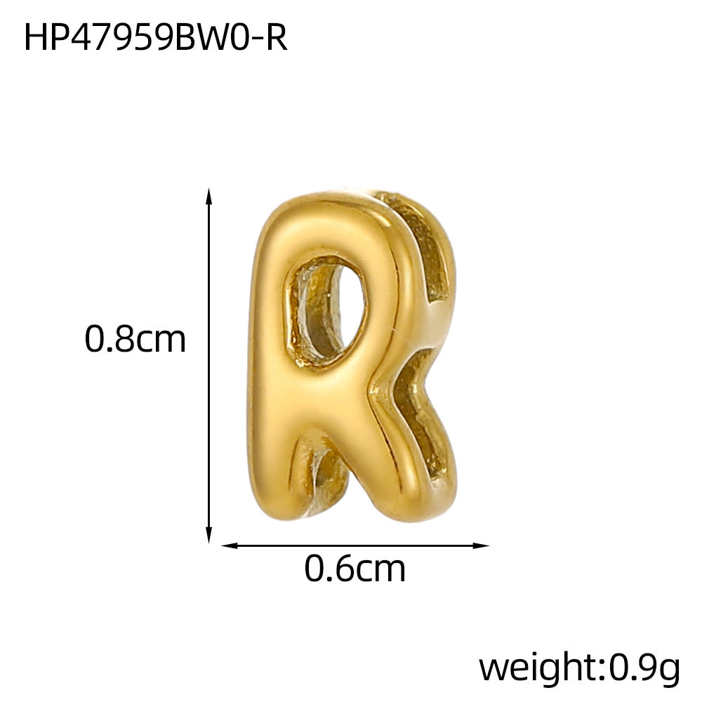 Wholesale Hollow small letters stainless steel plated 18K gold mini pendant