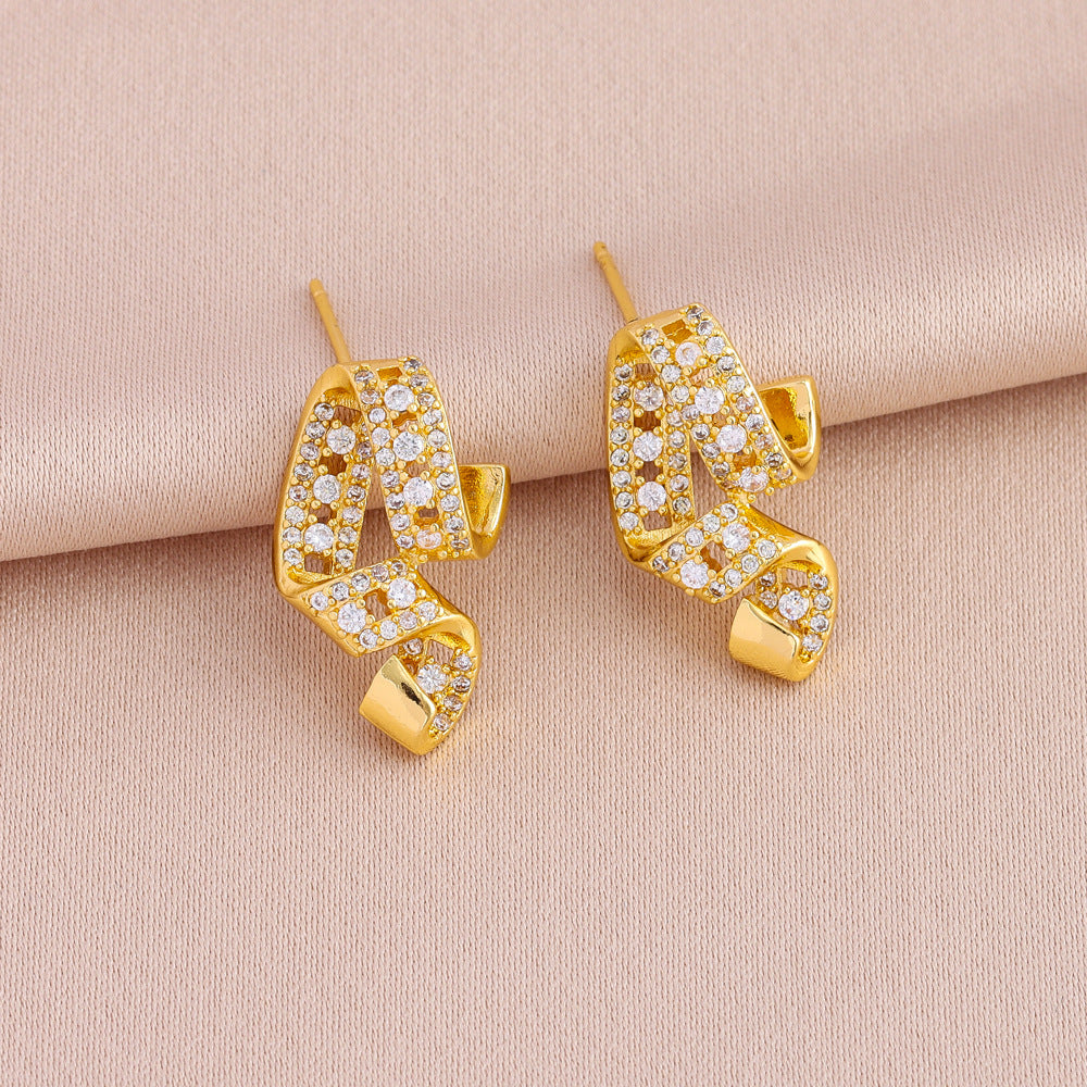 Wholesale  Titanium Steel micro inlaid zircon note necklace earrings suit