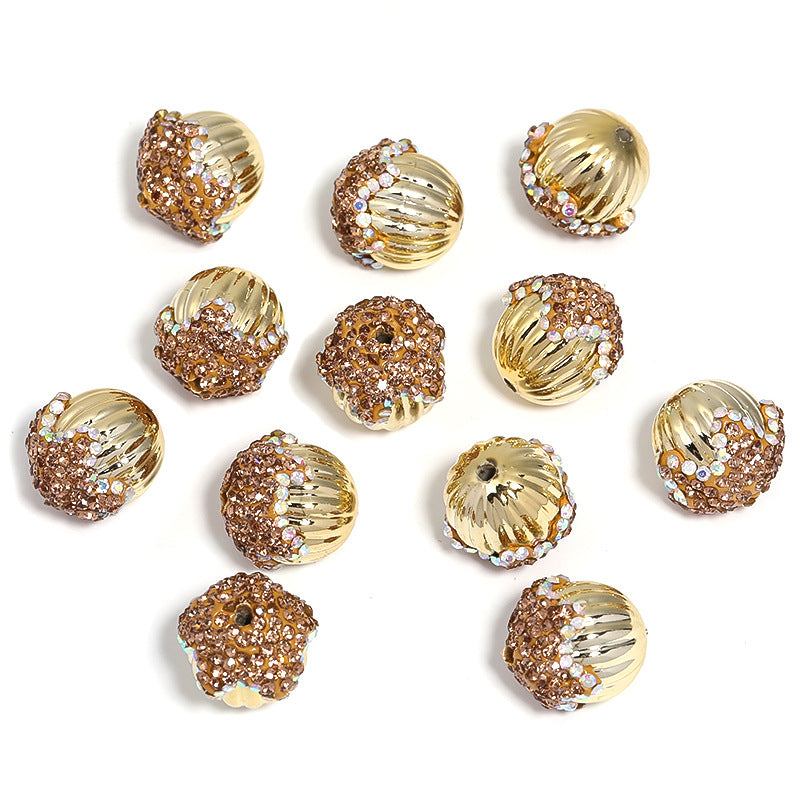 Wholesale 20pcs Heavy Rhinestone Acrylic Pumpkin Beads Pine Cone Ball Beaded Diy Accessories ACC-BDS-BLG095