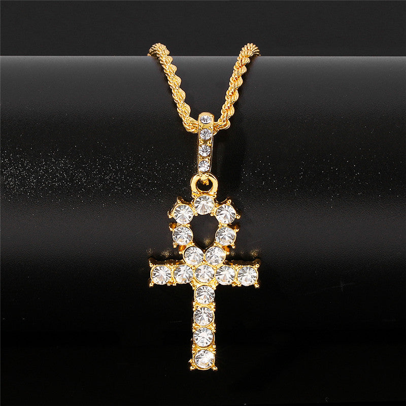 Wholesale Alloy Cross Pendant Full Diamond  Necklace