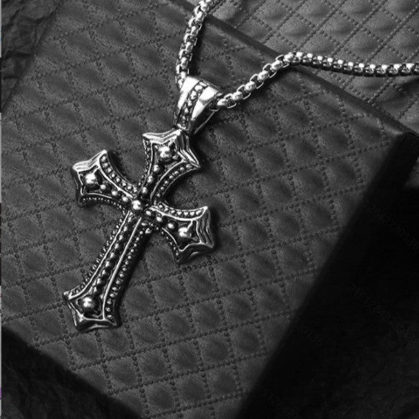 Wholesale Titanium Steel Electroplated Retro Punk Cross Necklace Men S Hip Hop Jewelry Accessory