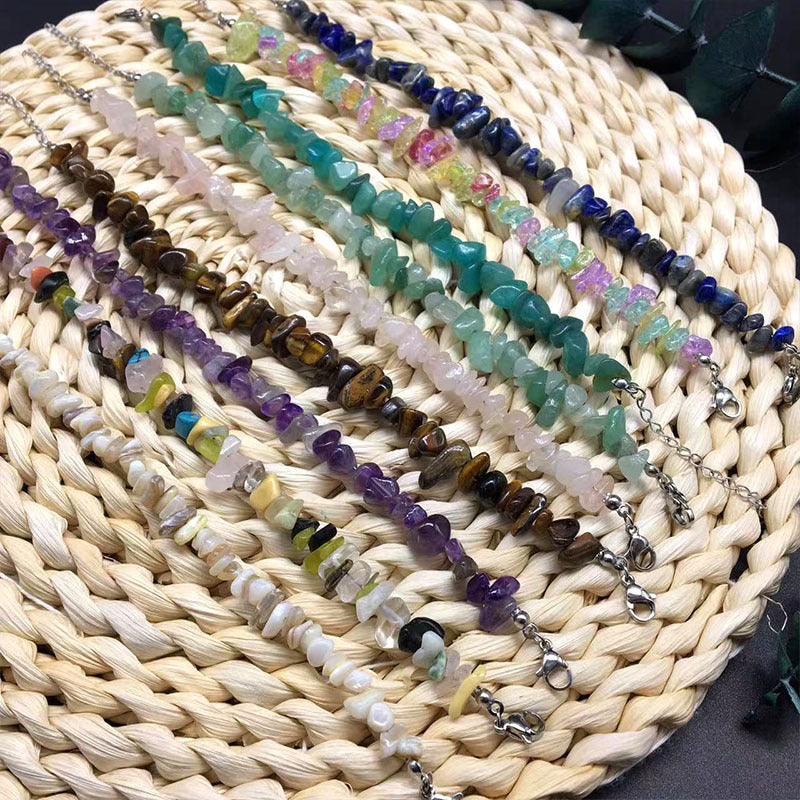 Wholesale Colorful Natural Stone Anklets Stainless Steel Wire Lock Buckle ACC-AS-Yima001