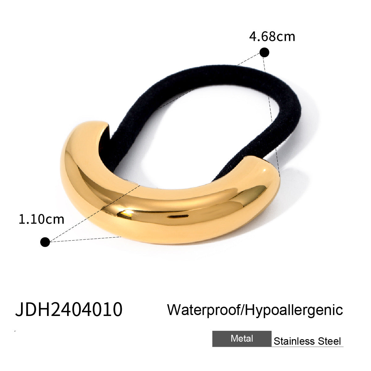 Wholesale stainless steel smooth hair rope black rubber band hair ring high
