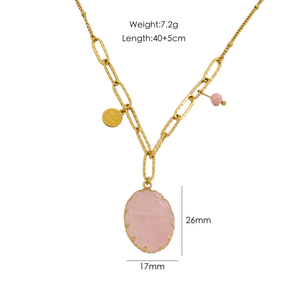 Wholesale Crystal Stainless Steel Necklace Light Luxury Natural Stone Beaded Necklaces