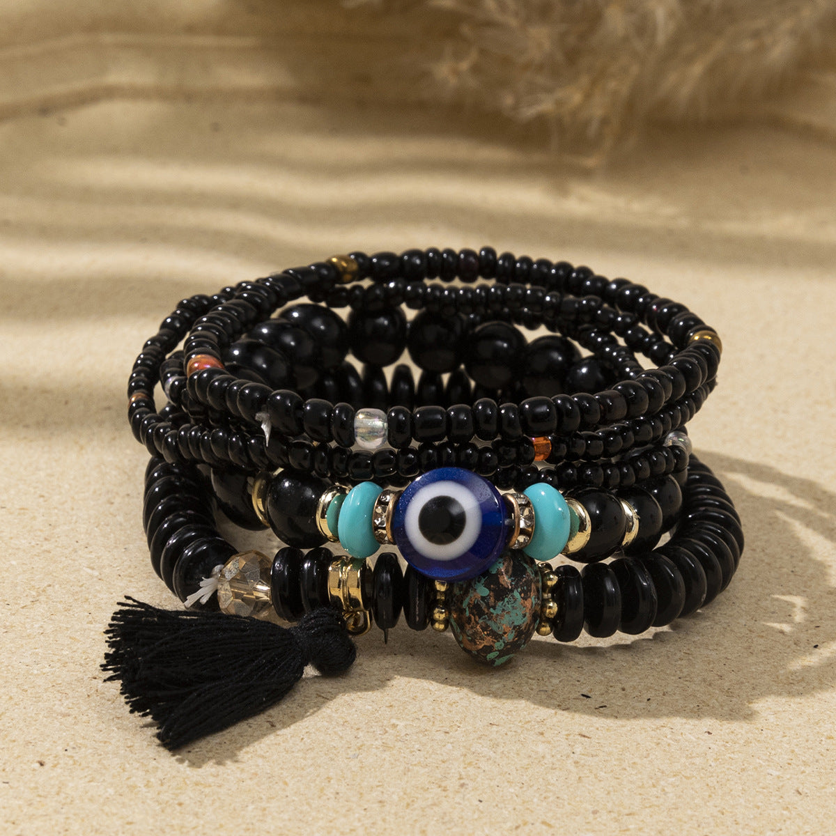 Wholesale Devil Eye Bracelet Bohemian Multi-layered Tassel Pendant ACC-BT-XLH004