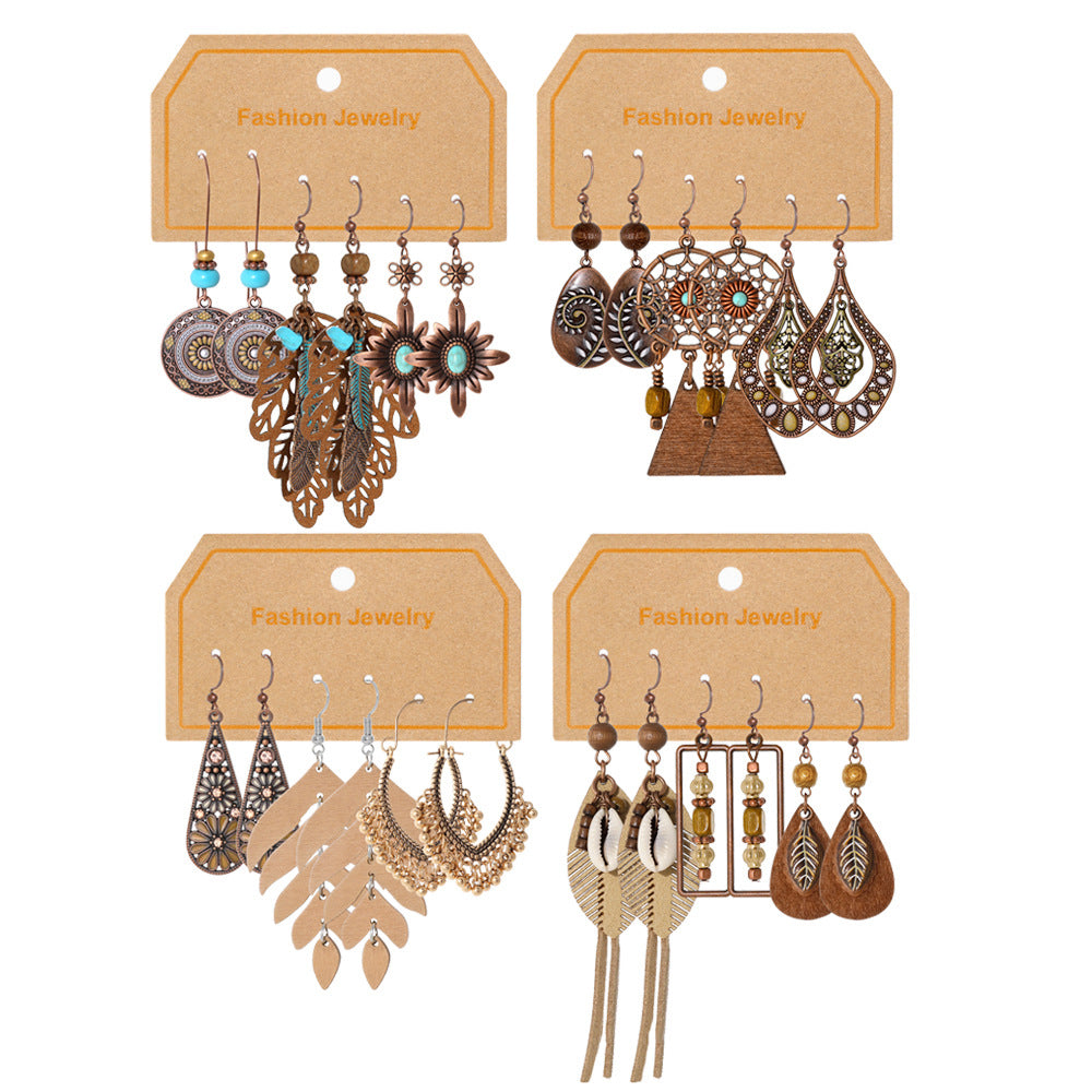 Wholesale Bohemian Retro Earring Set - Mix and Match Party Wear Jewelry Accessory