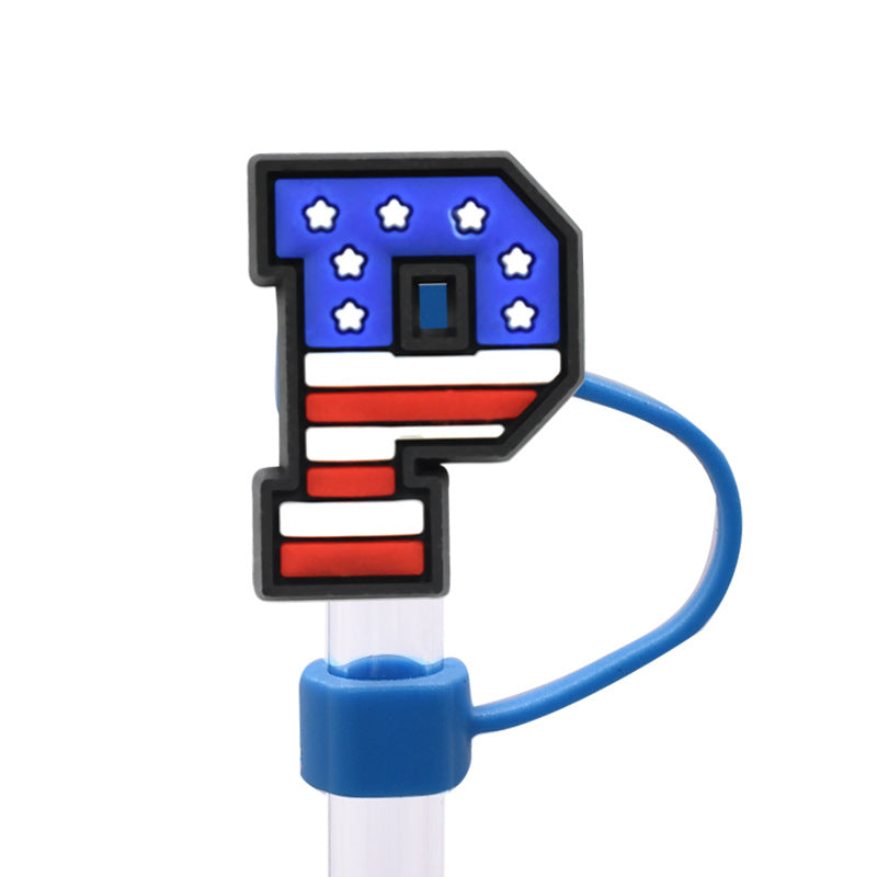 Wholesale Random 100pcs dustproof straw cap letter Straw Cover Straw Tube Cap