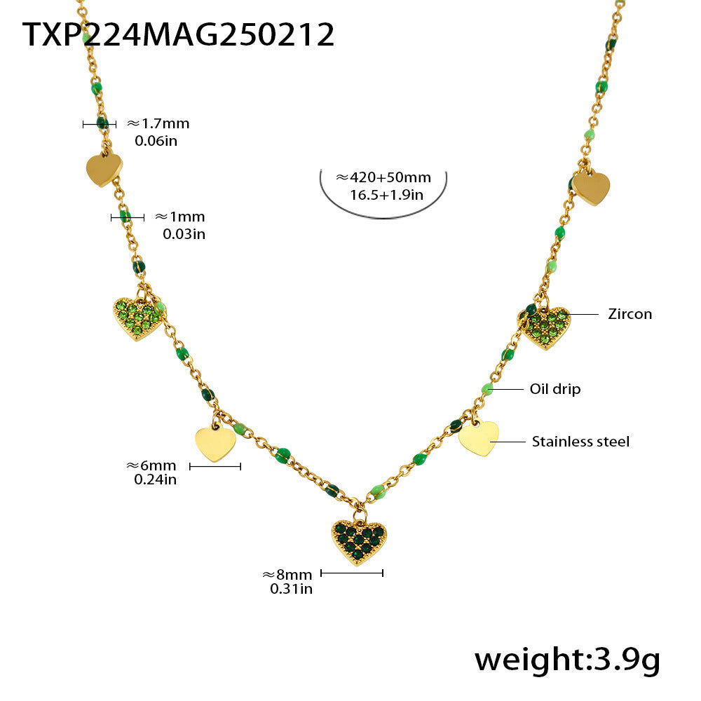 Wholesale zircon titanium steel necklace love clavicle chain