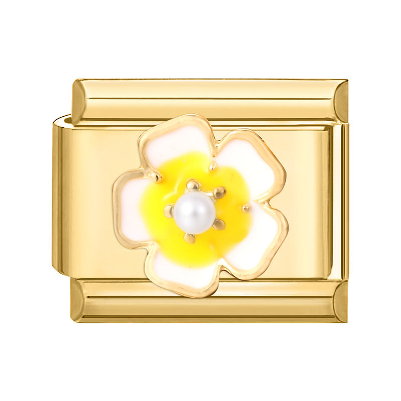 Wholesale 9mm Italian Charm Starter Bracelets DIY Gold Flower Stainless Steel Composable Bracelet