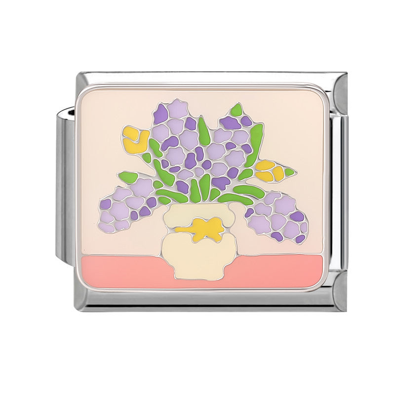 Wholesale 9mm Italian Charm Starter Bracelets DIY square Single Section Creative Stainless Steel Composable Bracelet